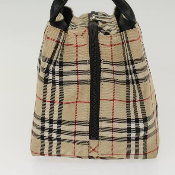 Burberrys Nova Check Blue Label Hand Bag Nylon Beige Auth bs6659 - Picture 3 of 16